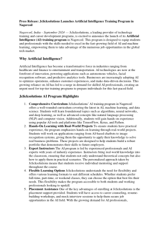 Artificial Intelligence Course in Nagercoil