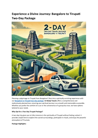 Bangalore to Tirupati two days