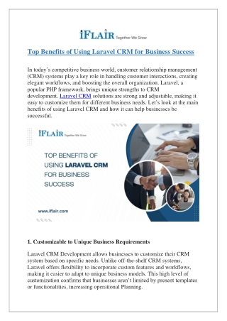 Top Benefits of Using Laravel CRM for Business DS