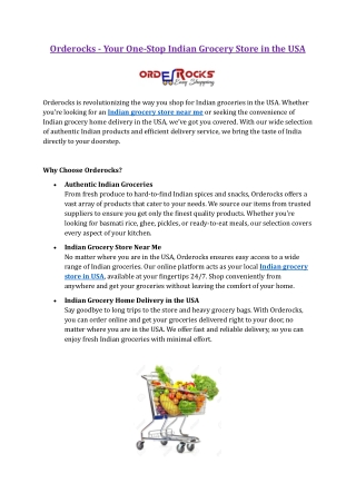 Orderocks - Your One-Stop Indian Grocery Store in the USA