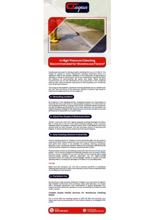 Is High Pressure Cleaning Recommended for Warehouse Floors?