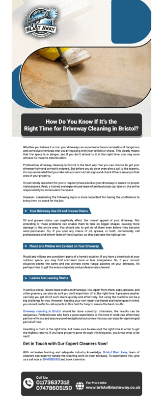 How Do You Know If It’s the Right Time for Driveway Cleaning in Bristol