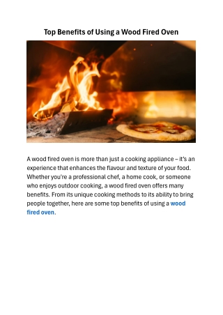 Top Benefits of Using a Wood Fired Oven