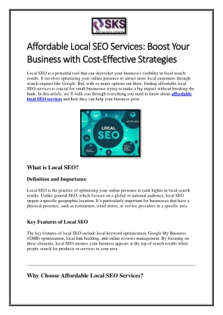 Affordable Local SEO Services Boost Your Business with Cost-Effective Strategies