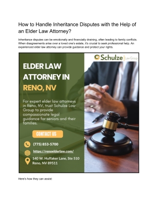How to Handle Inheritance Disputes with the Help of an Elder Law Attorney