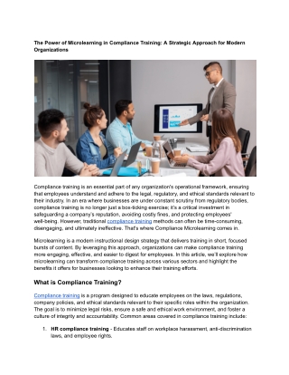 The Power of Microlearning in Compliance Training