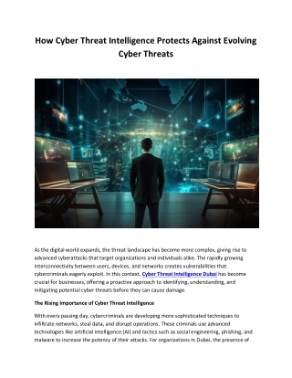 How Cyber Threat Intelligence Protects Against Evolving Cyber Threats