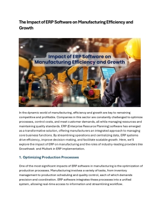 The Impact of ERP Software on Manufacturing Efficiency and Growth