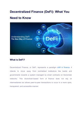 Decentralized Finance (DeFi)_ What You Need to Know