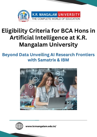 Eligibility Criteria for BCA Hons in Artificial Intelligence at K.R. Mangalam Un