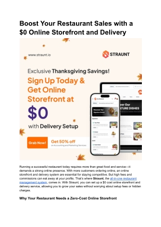 Boost Your Restaurant Sales with a $0 Online Storefront and Delivery