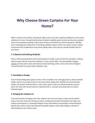 Why Choose Green Curtains For Your Home