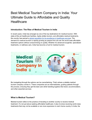 Best Medical Tourism Company in India