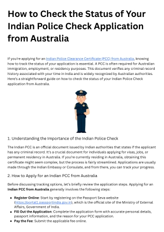 How to Check the Status of Your Indian Police Check Application from Australia