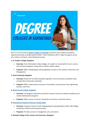 Top 10 Degree Colleges in Karnataka You Need to Know