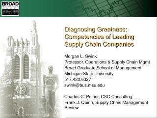 Diagnosing Greatness: Competencies of Leading Supply Chain Companies