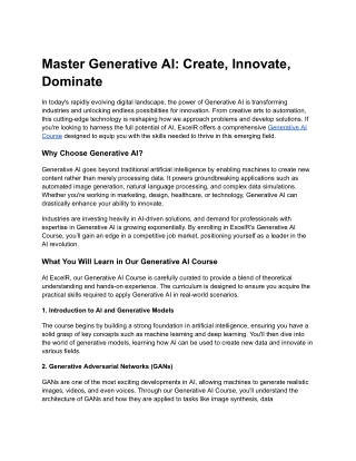 Master Generative AI_ Create, Innovate, Dominate