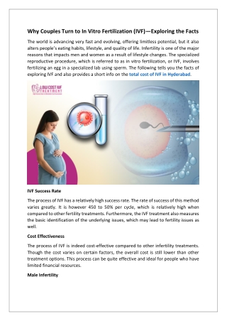 Why Couples Turn to In Vitro Fertilization (IVF)—Exploring the Facts