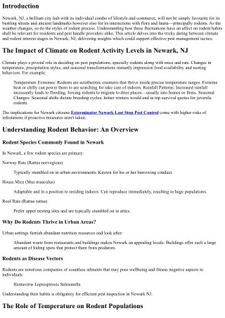 The Impact of Climate on Rodent Activity Levels in Newark, NJ