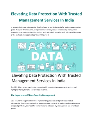 Elevating Data Protection With Trusted Management Services In India