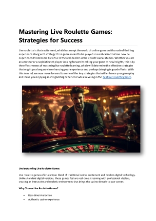 Mastering Live Roulette Games Strategies for Success