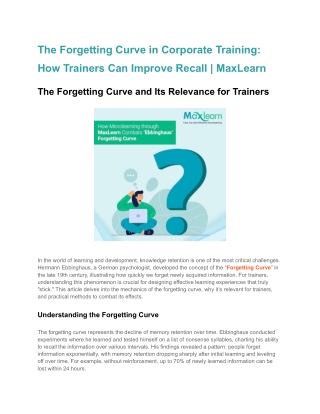 The Forgetting Curve in Corporate Training_ How Trainers Can Improve Recall _ MaxLearn