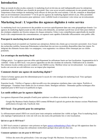Marketing local : L'expertise des agences digitales à votre service