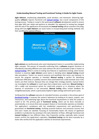 Understanding Manual Testing and Functional Testing