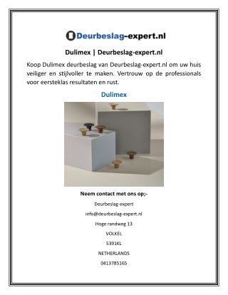 Dulimex  Deurbeslag-expert.nl