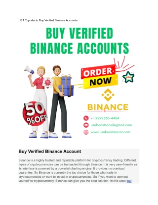 USA Top site to Buy Verified Binance Accounts