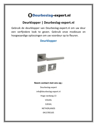 Deurklopper  Deurbeslag-expert.nl