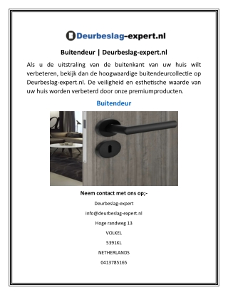 Buitendeur Deurbeslag-expert.nl
