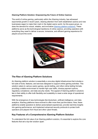 iGaming Platform Solution: Empowering the Future of Online Casinos