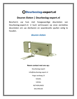 Deuren Sloten Deurbeslag-expert.nl
