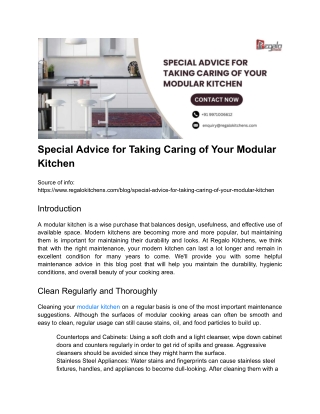 Special Advice for Taking Caring of Your Modular Kitchen