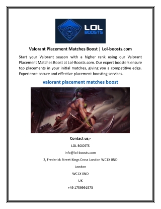 Valorant Placement Matches Boost  Lol-boosts.com