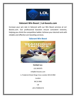 Valorant Win Boost  Lol-boosts.com