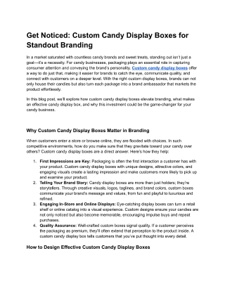 Get Noticed: Custom Candy Display Boxes for Standout Branding