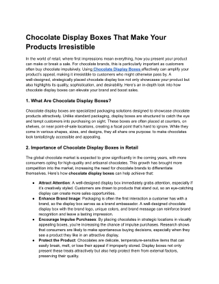 Chocolate Display Boxes That Make Your Products Irresistible