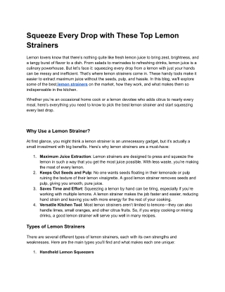 Squeeze Every Drop with These Top Lemon Strainers