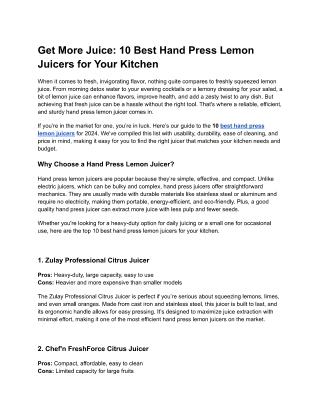 Get More Juice 10 Best Hand Press Lemon Juicers for Your Kitchen
