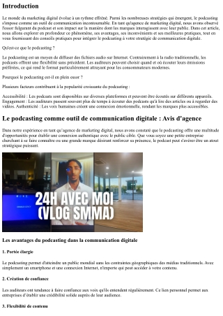 Le podcasting comme outil de communication digitale : Avis d'agence