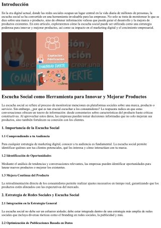 Escucha Social como Herramienta para Innovar y Mejorar Productos