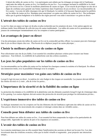 Découvrez les meilleures de casino en direct