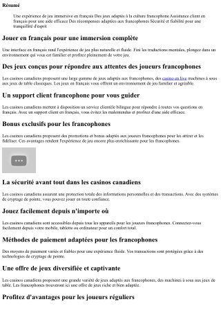 Les bénéfices pour les francophones de optez pour un casino canadien