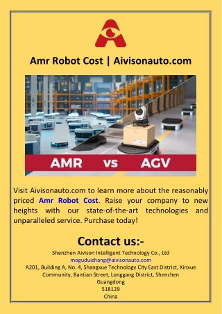 Amr Robot Cost  Aivisonauto.com