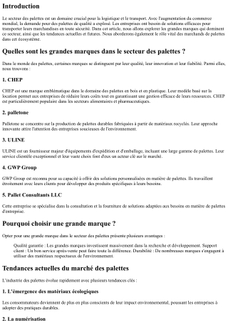 Quelles sont les grandes marques dans le secteur des palettes ?