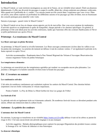 Saisons et paysages : quand visiter le Massif Central ?