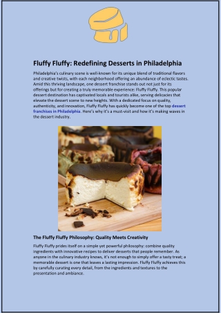 Fluffy Fluffy: Redefining Desserts in Philadelphia