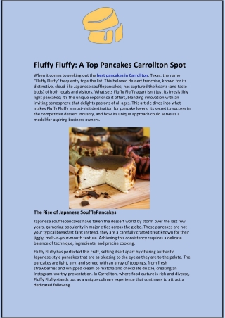 Fluffy Fluffy: A Top Pancakes Carrollton Spot